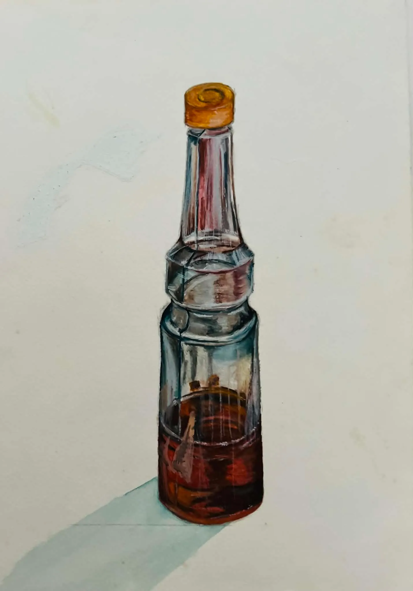 Watercolor study of a glass bottle