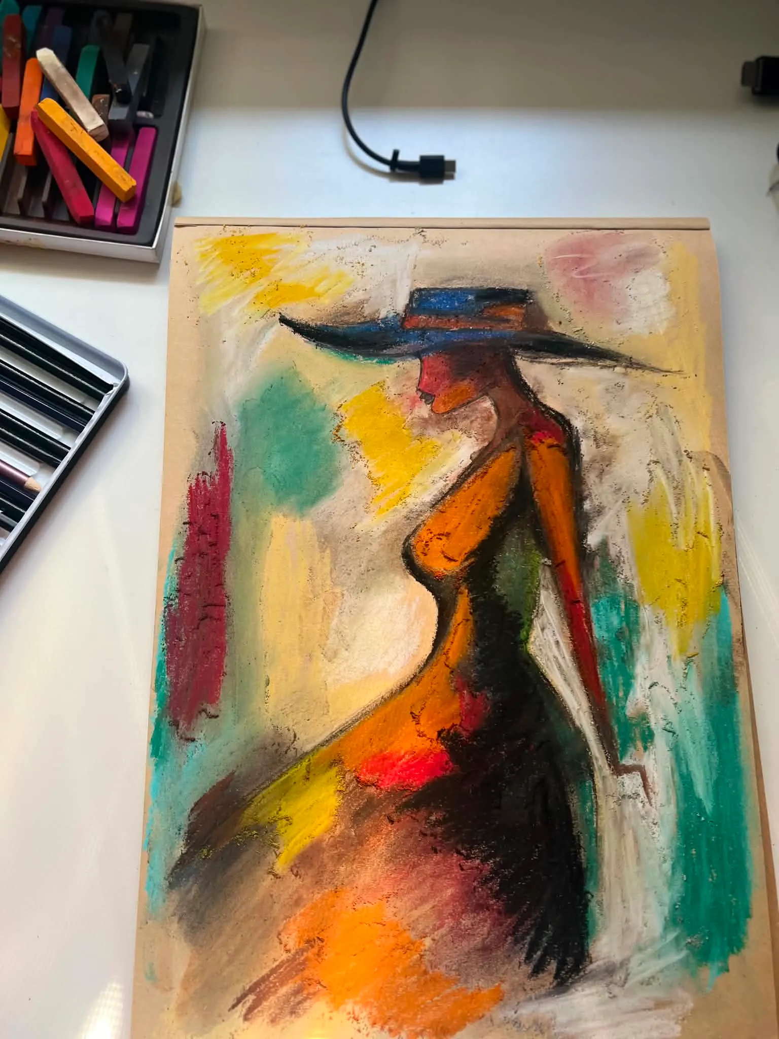 Pastel figure study for an upcoming fashion piece